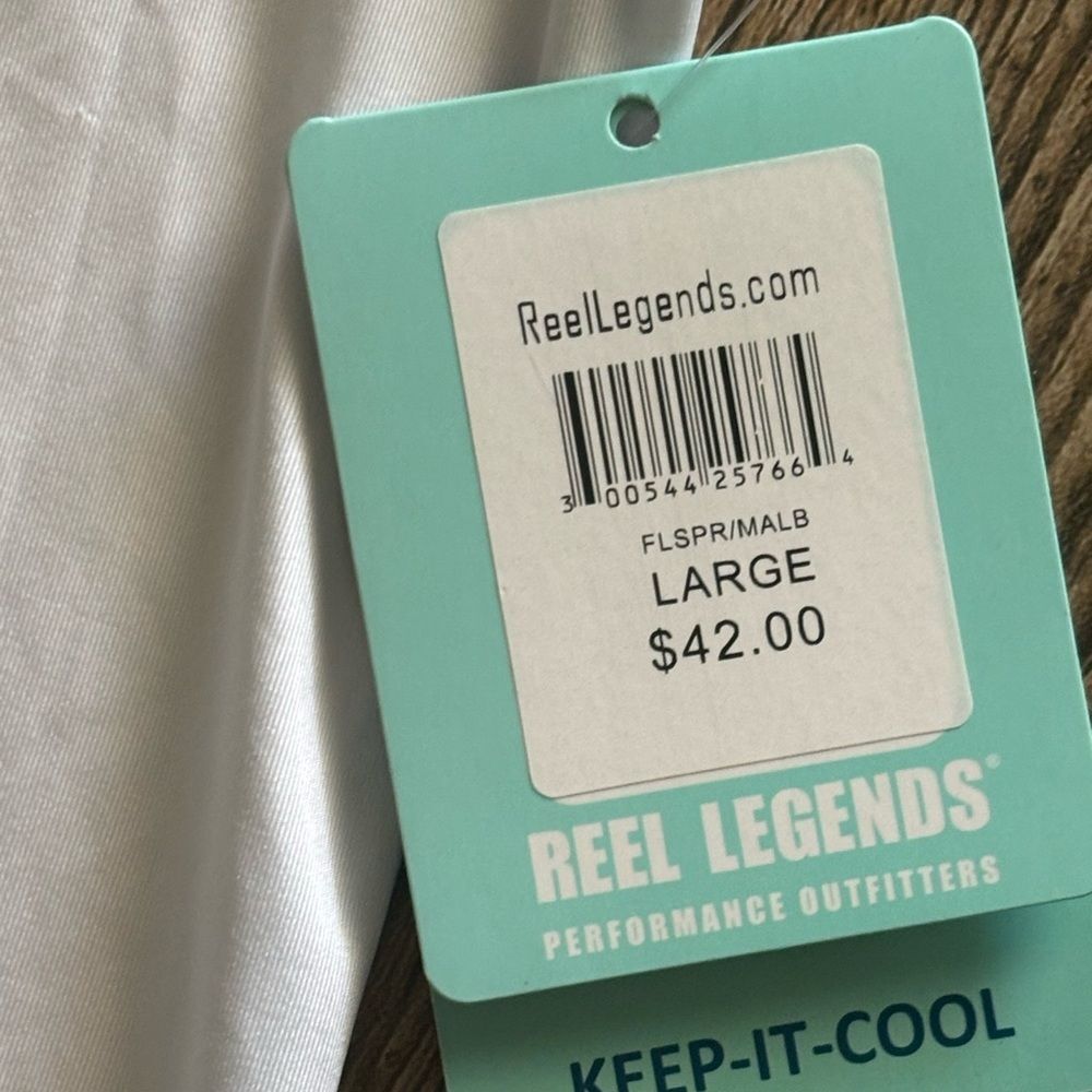 NWT Reel Legends Blue White Long Sleeve Rash Guard Swim Shirt Pineapple Large L - Picture 3 of 4